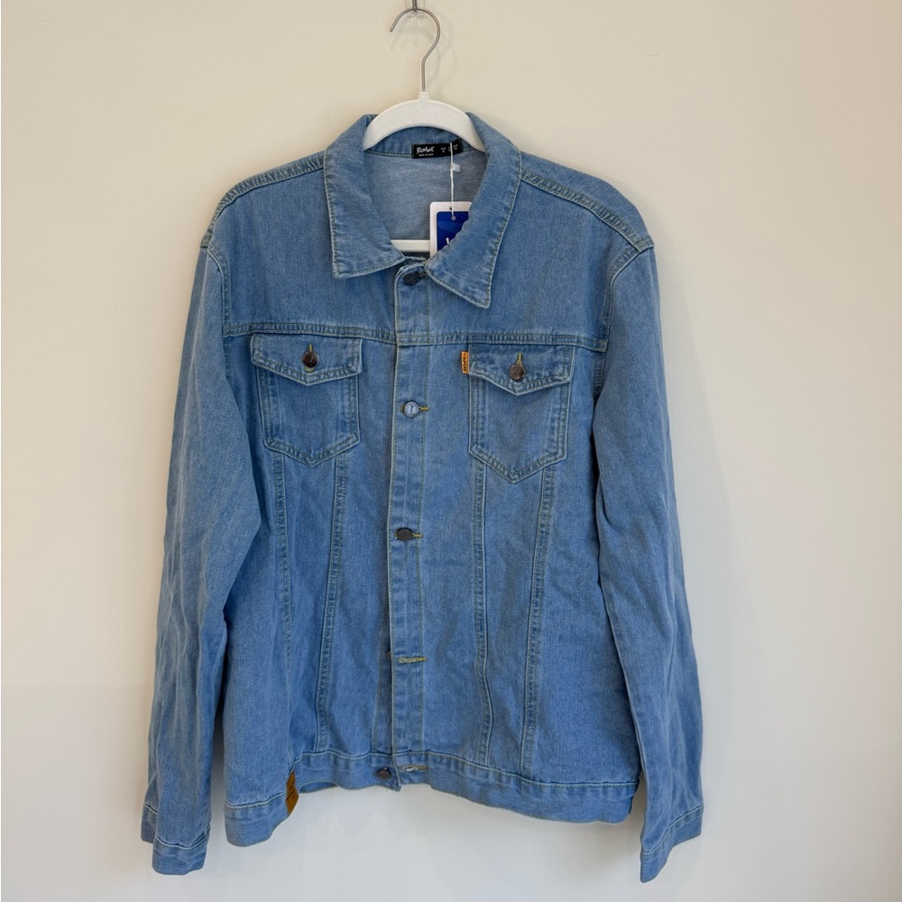 NWT ROMWE Oversized Light Wash Denim Jacket XL - Picture 2 of 7